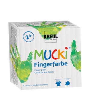 MUCKI Fingerfarben 4er Set, Farben auf Wasserbasis für Kinder, Bunt, 4 x 150 ml