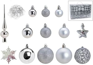 Weihnachtskugeln-Set 111er Ø 3/4/6 cm, silber