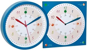 Horloge murale Tick & Tack avec horloge d'apprentissage bleu