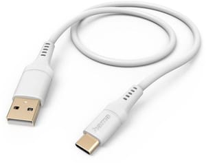Flexible, USB-A - USB-C, 1,5 m, silicone, blanc