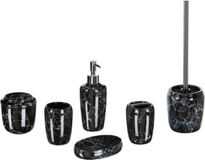 Badezimmer Set 6-teilig Keramik schwarz Terrazzo Optik PALMILLA