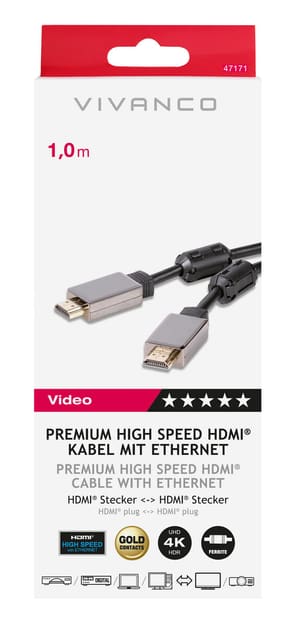 Câble HDMI® High Speed avec Ethernet, 1m