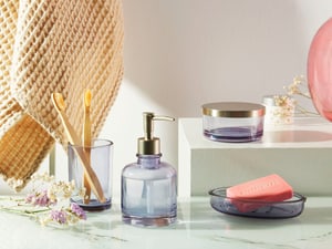 4 accessoires de salle de bains en céramique violette TELMA