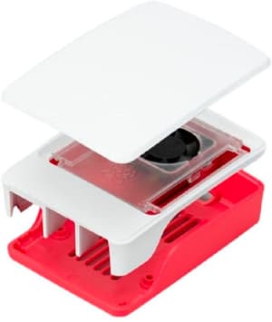 Custodia SC1159 rossa/bianca con ventola, Raspberry Pi 5