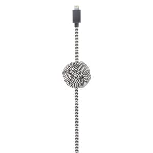 Elegante cavo da 3 m da USB-C a Lightning (sincronizzazione e ricarica) con nodo di ancoraggio ponderato e garanzia a vita - Zebra
