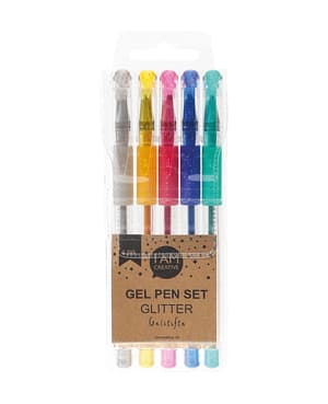 Set de stylos gel paillettes, 5 pcs.