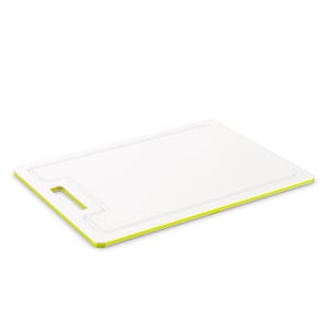 CARUBA Grande planche à découper antidérapante avec rainure pour le jus, Plastique (PP) sans BPA, blanc/vert