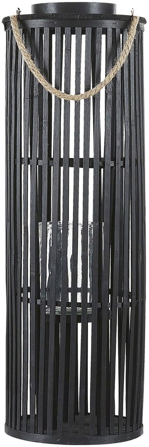 Laterne Weidenholz schwarz 80 cm mit Tragegriff LUZON