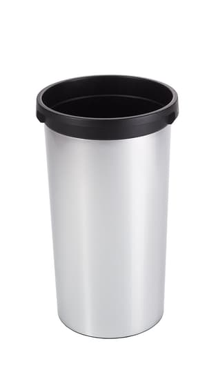 Rotho Pro Iris Mülleimer 50l ohne Deckel, Kunststoff (PP) BPA-frei, silber/schwarz