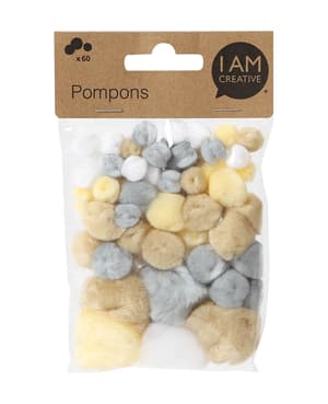 Pompons, natur/pastell Mix
