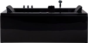 Whirlpool-Badewanne schwarz mit LED links 183 x 90 cm VARADERO
