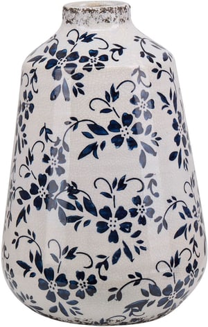 Vase à fleurs blanc et bleu marine 25 cm MARONEIA