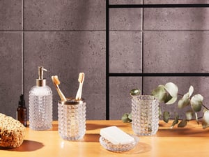 4 accessoires de salle de bains en céramique transparente TAPIA