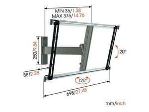 Thin 325 Support mural silber 40" - 65"