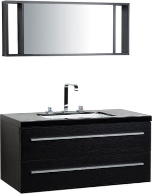 Mobile lavabo con specchio e 2 cassetti nero e argento ALMERIA