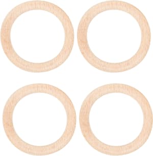 Set d'anneaux en bois, set de quatre cercles en bois non traité, FSC, naturel, ø 55 x 10 mm, 4 anneaux