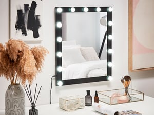 Badspiegel mit LED-Beleuchtung schwarz rechteckig 50 x 60 cm ODENAS