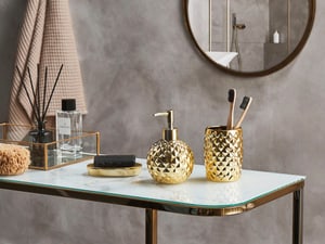 Badezimmer Set 3-teilig Keramik gold ANACO