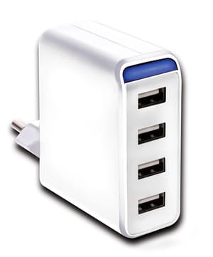 USB Charger 4-fach 4.8A AC mit LED weiss