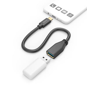 OTG, USB-C Mâle - USB-A Femelle, 15 cm, Noir