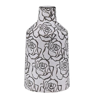Vaso decorativo gres porcellanato bianco e nero 26 cm ALINDA