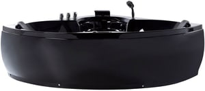 Whirlpool Badewanne schwarz Eckmodell mit LED 205 x 150 cm SENADO