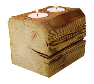 Déco 2 bougies de vieux bois 100-140 x 100-140 x 120 mm