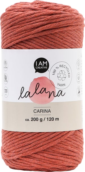 Carina rusty, fil Lalana pour crochet, tricot, tissage &amp; projets macramé, rouge rouille, 3 mm x env. 120 m, env. 200 g, 1 écheveau