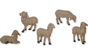Figurines de crèche Moutons 5 pièces, 9-11 cm