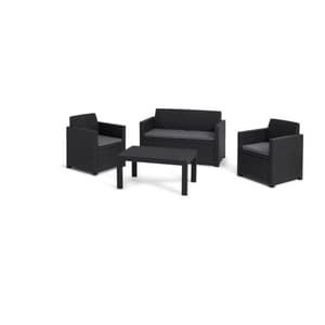 Merano Lounge Set graphite 2er Sofa + 2 Sessel + Tisch