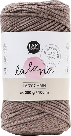 Lady Chain coffee, fil de chaîne Lalana pour crochet, tricot, nouage &amp; Projets de macramé, marron, env. 2 mm x 100 m, env. 200 g, 1 écheveau