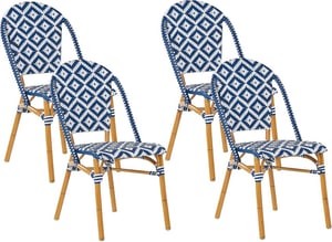 Set di 4 sedie in rattan sintetico bianco e blu RIFREDDO