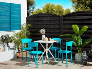 Salon de jardin table et 4 chaises blanc et bleu SERSALE/VIESTE
