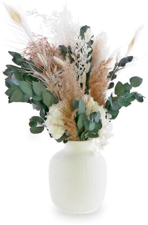 Fleurs séchées Lara 60 cm, Blanc/Vert