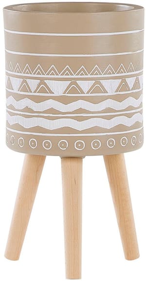 Cache-pot beige avec pieds en bois  25 cm MILINA