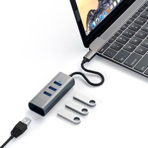 USB-C 3-Port Hub + RJ-45 per Mac