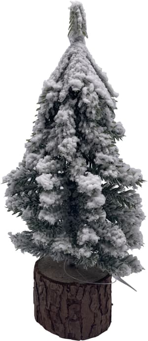 Albero artificiale innevato su legno