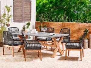 Gartenmöbel Set Faserzement 200 x 100 cm  6-Sitzer Stühle schwarz / grau OLBIA