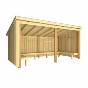 Nordic Grillhütte 9,5 m² offenmitBank Set 1 inkl. Dachpappe/Aluleisten