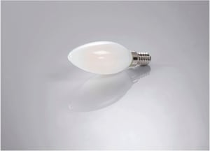 Filament LED, E14, 470lm remplace 40W, bougie, blanc chaud, mat, RA90, dimmable