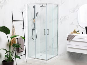 Box doccia in vetro temperato struttura argento 80 x 80 x 185 cm TELA