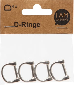 D Ring, demi-anneaux fermés en métal pour créer des décorations, des porte-clés, des sangles &amp; sacs à dos, argent, 24 x 19 mm, 4 pces.