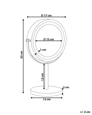 Specchio da tavolo LED nero ø 17 cm TUCHAN