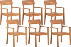 Lot de 6 chaises de jardin bois clair FORNELLI