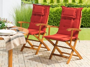 Lot de 2 coussins en tissu rouge bordeaux pour chaises de jardin MAUI