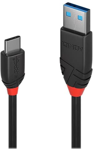 USB 3.1  Typ A an C Cavo 3A, Black Line 1m