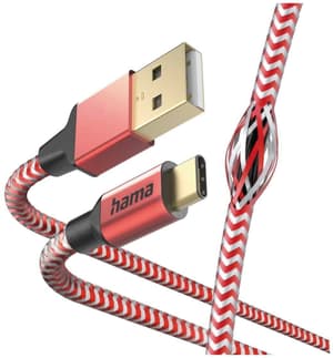 Reflective, USB-A - USB-C, 1,5 m, nylon, rouge
