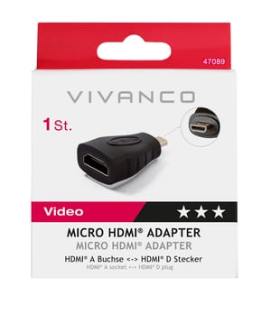 Adaptateur HDMI®, HDMI® A femelle - HDMI® D micro mâle
