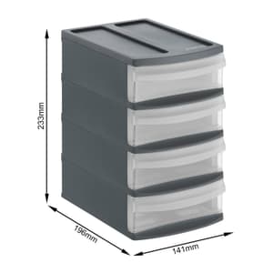 SYSTEMIX Tower XS Boîte à 4 tiroirs, Plastique (PP) sans BPA, anthracite