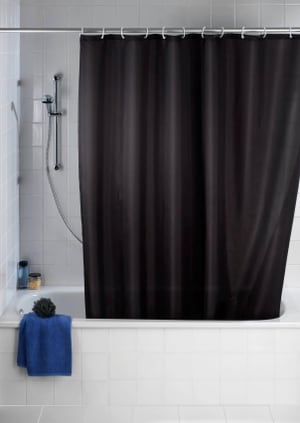 Rideau de douche Uni Noir anti-moisissure
